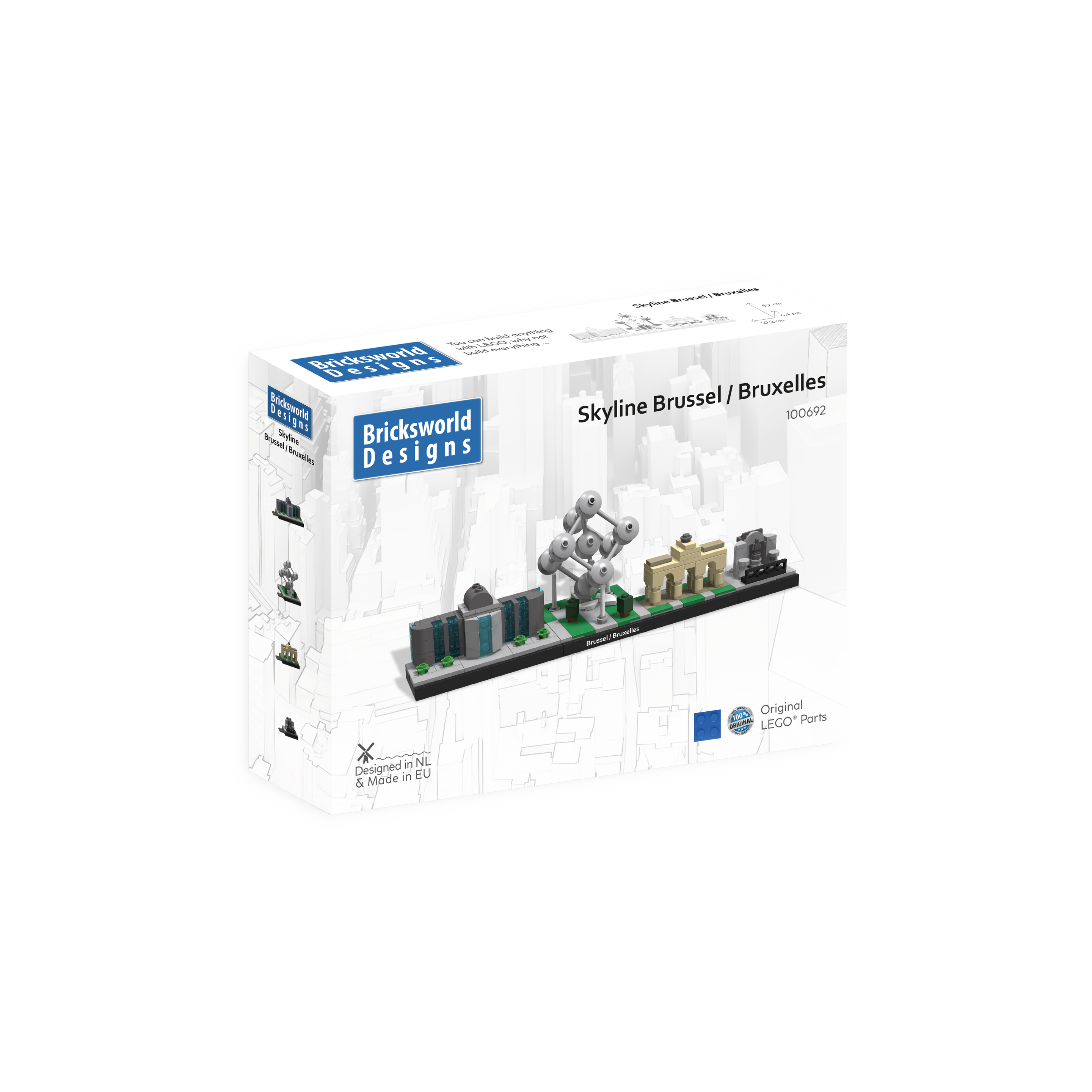 Bricksworld Architectuur Skyline Brussel (B) Modules Europees Parlement, Atomium, Jubelpark & Manneken Pis