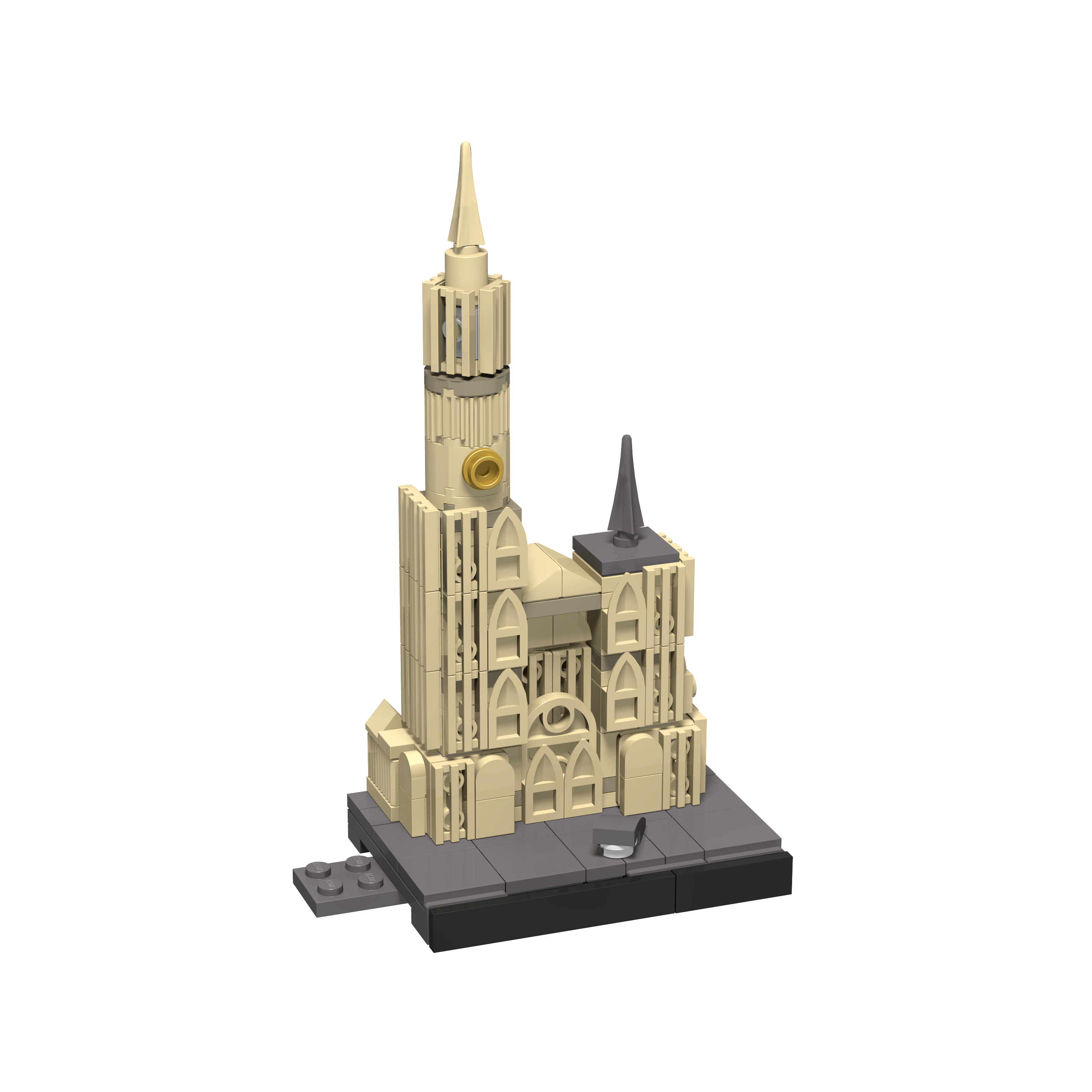 Bricksworld Architectuur Skyline Antwerpen (B) Mod. Red Star Line museum, Rijnkaai-Westkaai torens, OLV Kathedraal & Sportpaleis