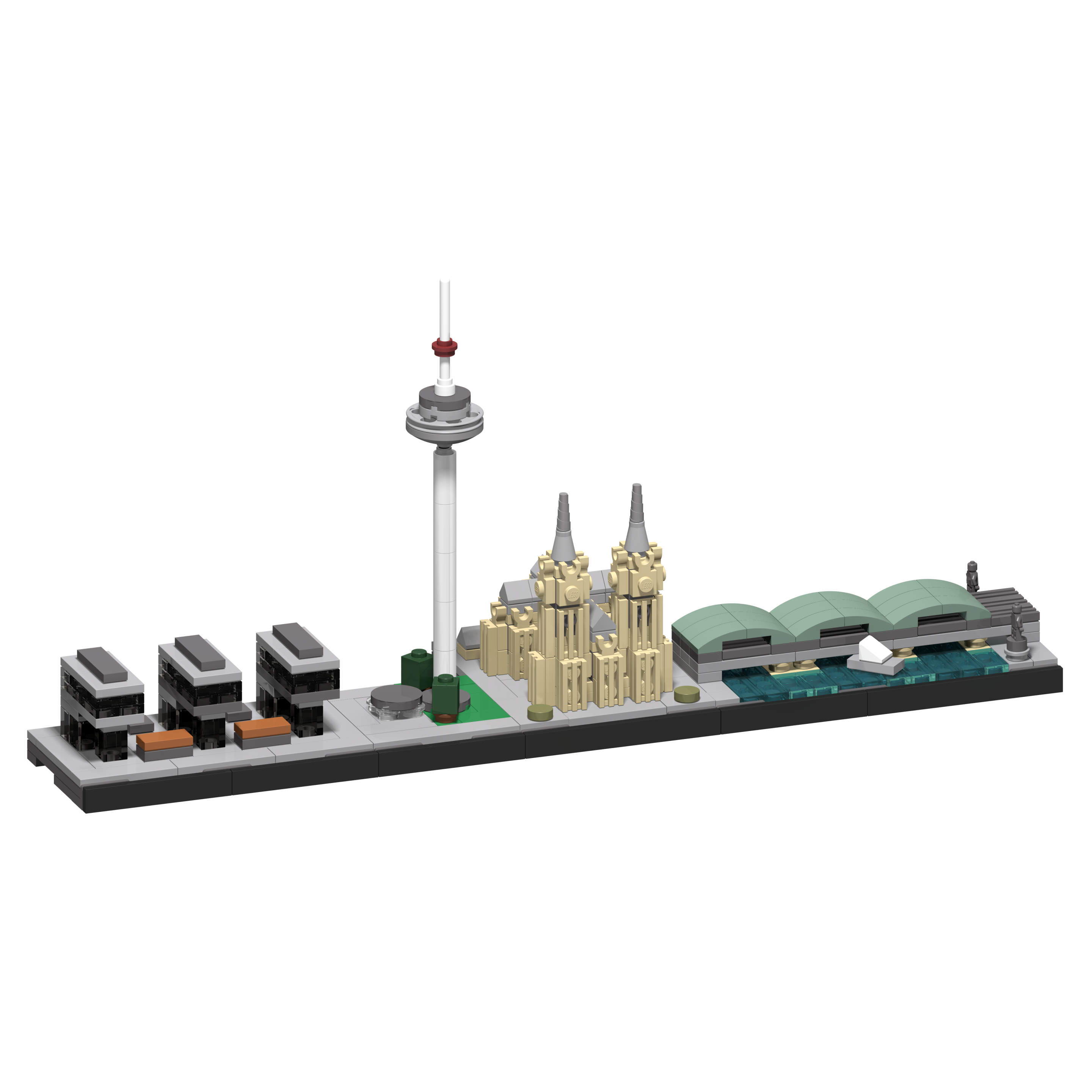 Bricksworld Architectuur Skyline Köln (D) Modules Dom, Colonius, Hohenzollerbrücke & Kranhäuser