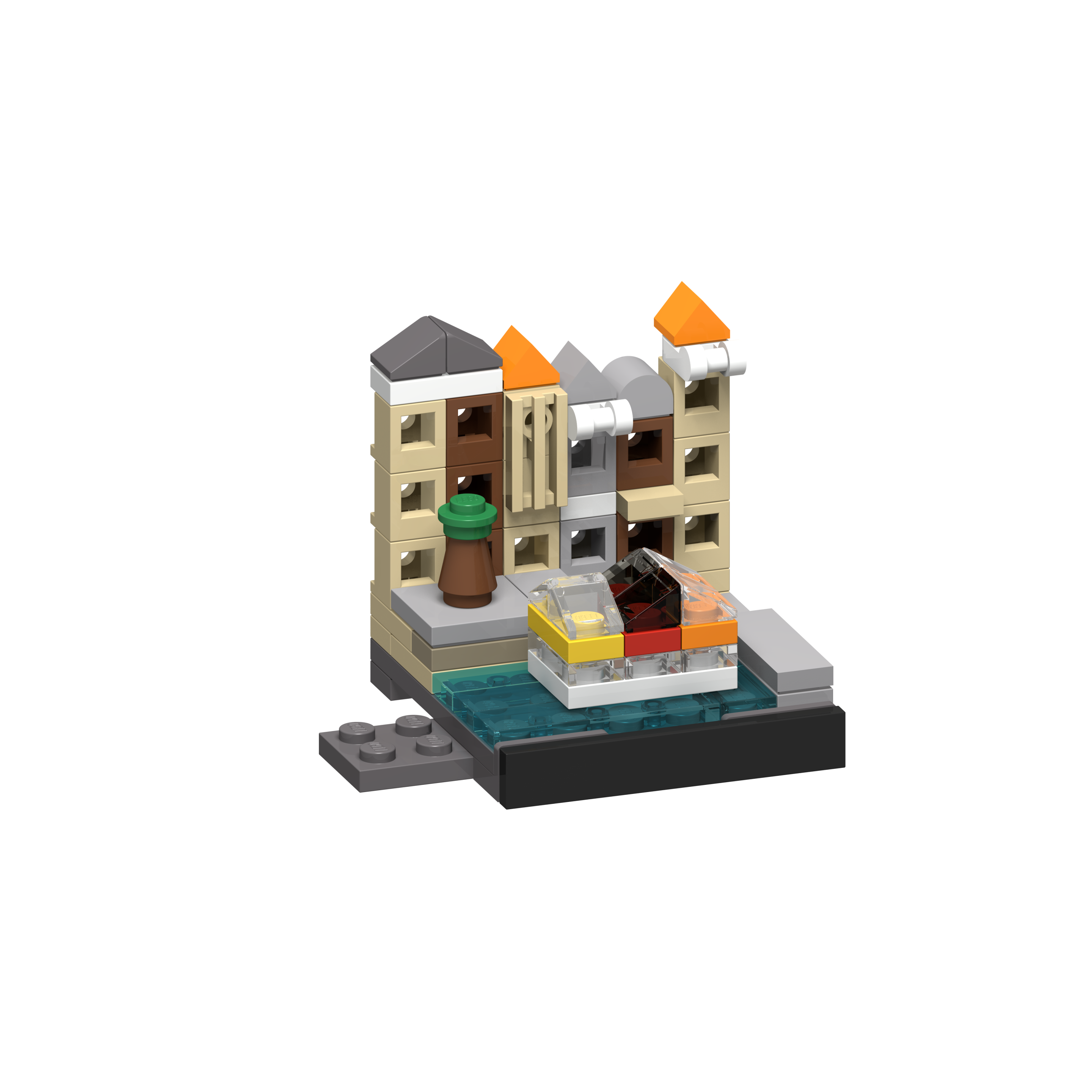 BOC-SKY-AMS-GRA Bricksworld Architectuur Skyline Amsterdam module Bloemenmarkt & Grachtenpanden