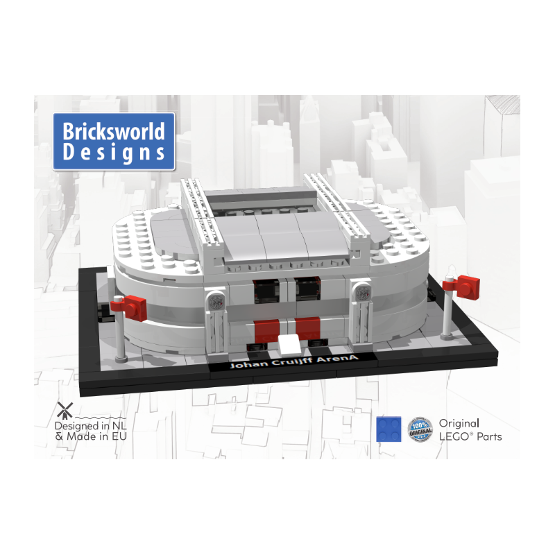 Bricksworld BOC-ARC-ARE Johan Cruijff ArenA Amsterdam het Ajax Stadion. Samengesteld uit originele LEGO® onderdelen.