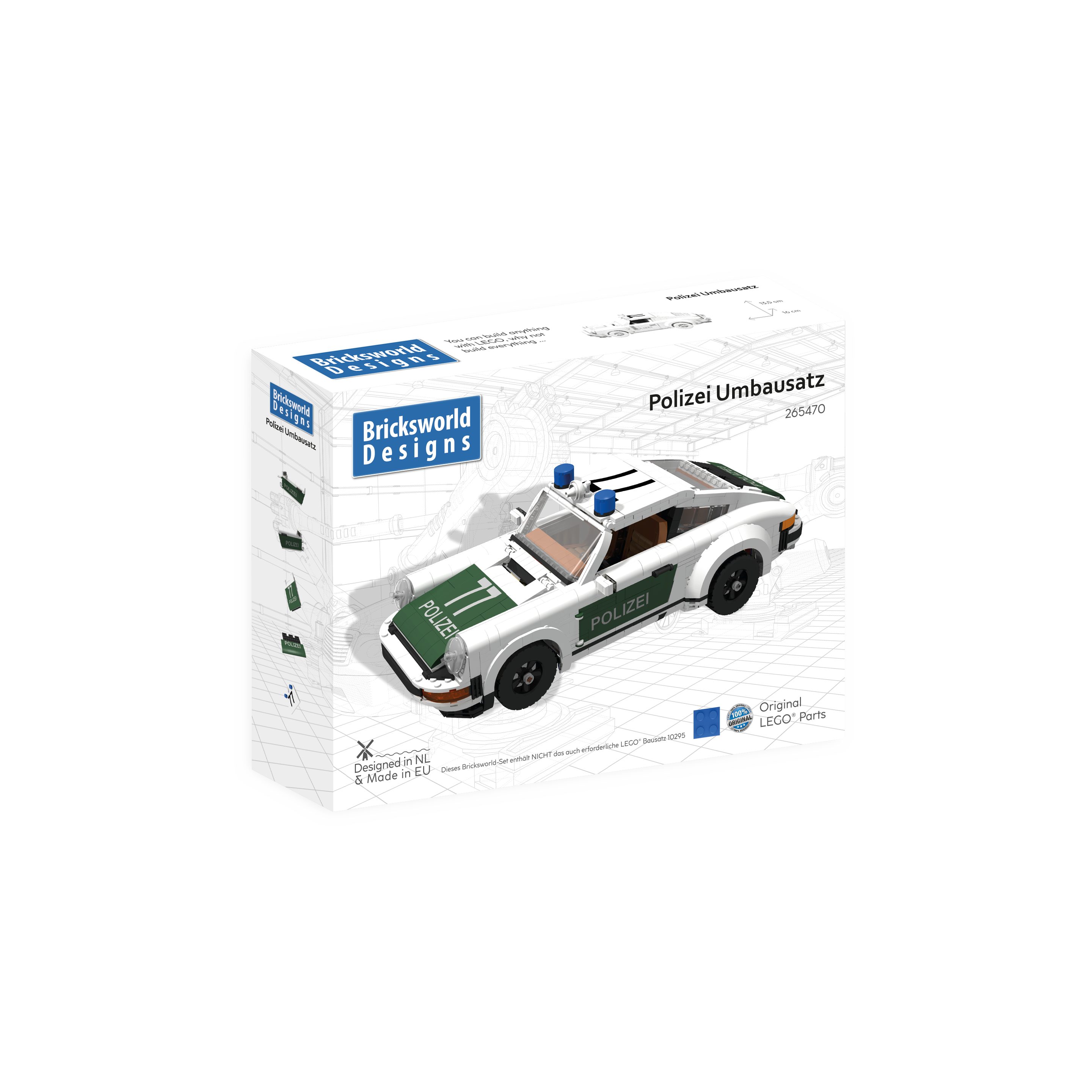 BOC-POR-PO Bricksworld Polizei ombouwkit voor LEGO 10295 Porsche 911 Turbo
