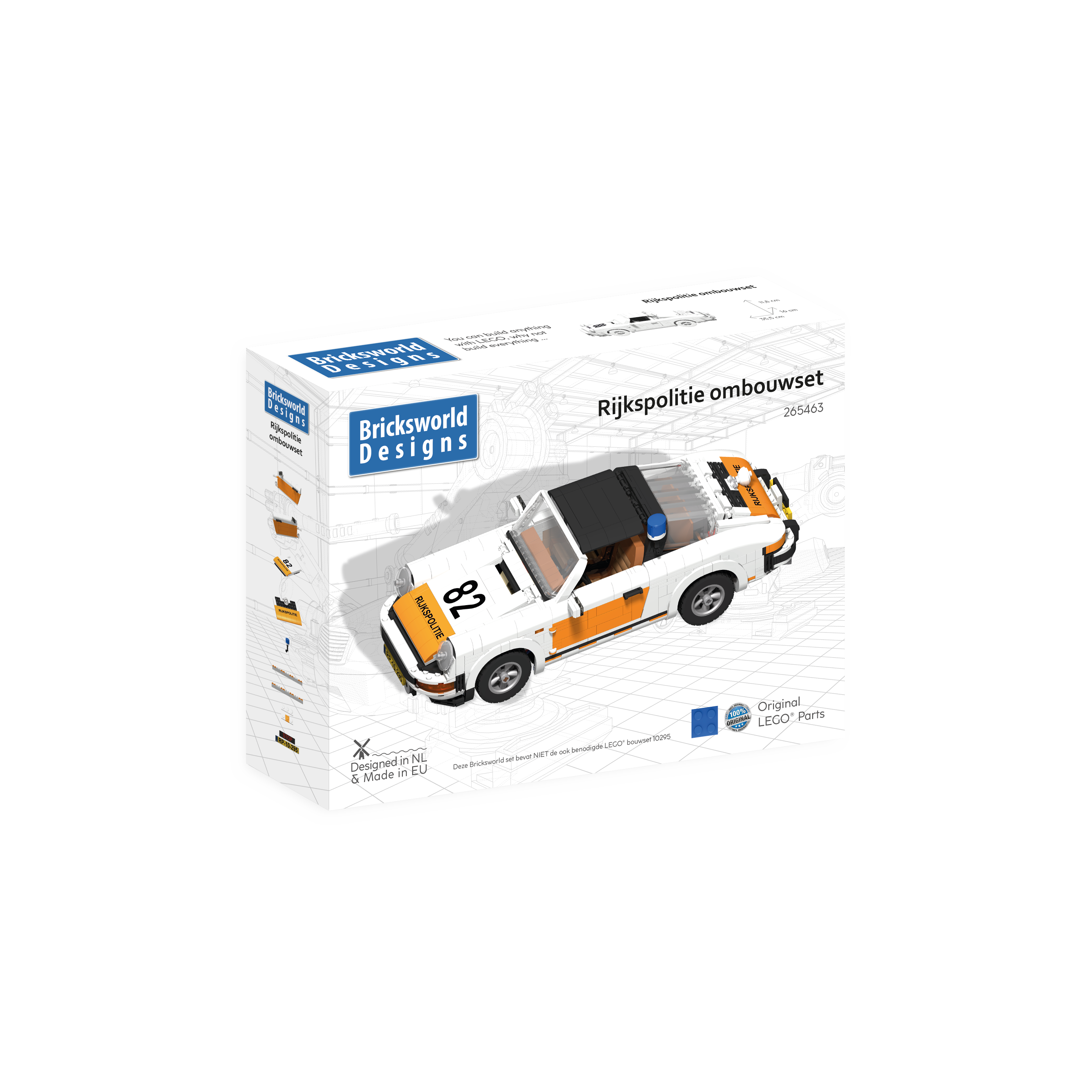 BOC-POR-RP Bricksworld Rijkspolitie ombouwkit voor LEGO 10295 Porsche 911 Targa