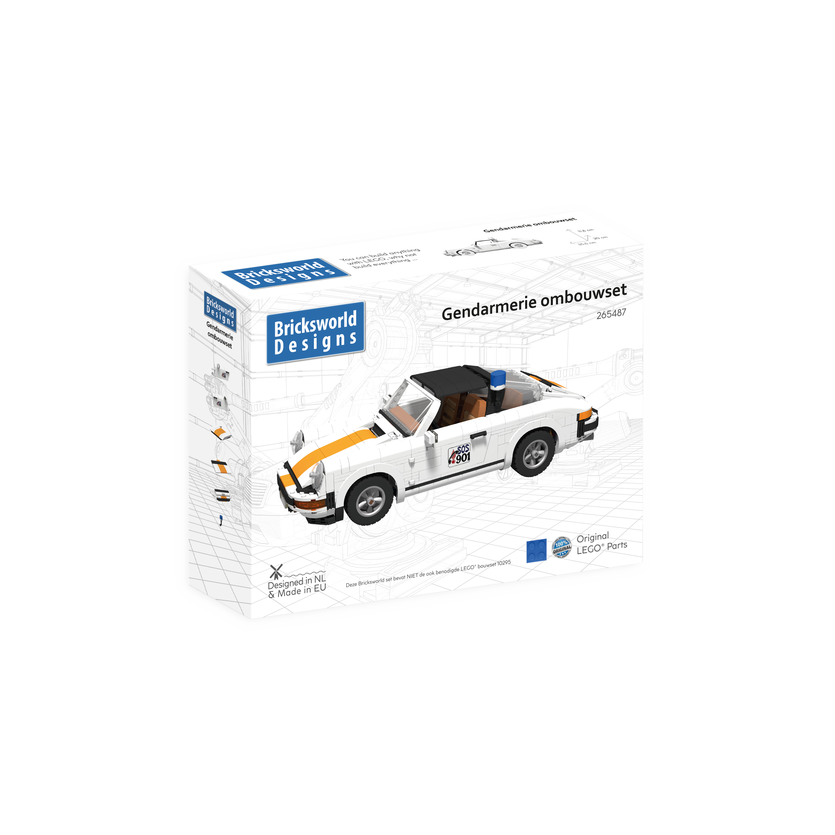 BOC-POR-GE Bricksworld Gendarmerie ombouwkit voor LEGO 10295 Porsche 911 Targa
