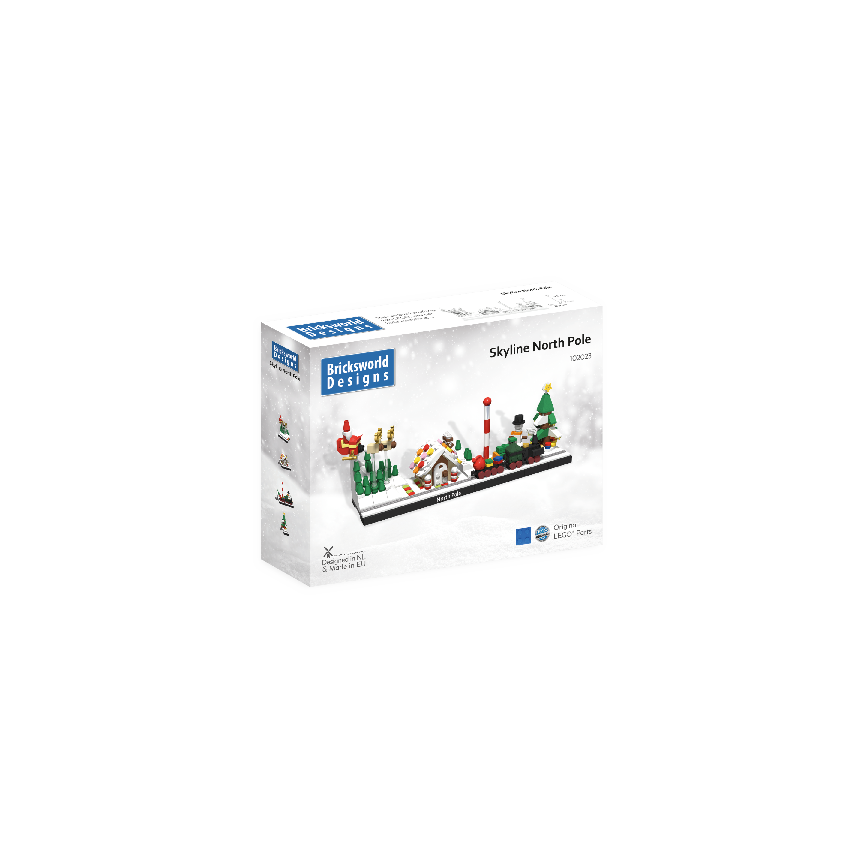 Bricksworld Bouwset Noordpool met Kerst, Rendieren, Gingerbread huisje, trein, sneeuwman & kerstboom