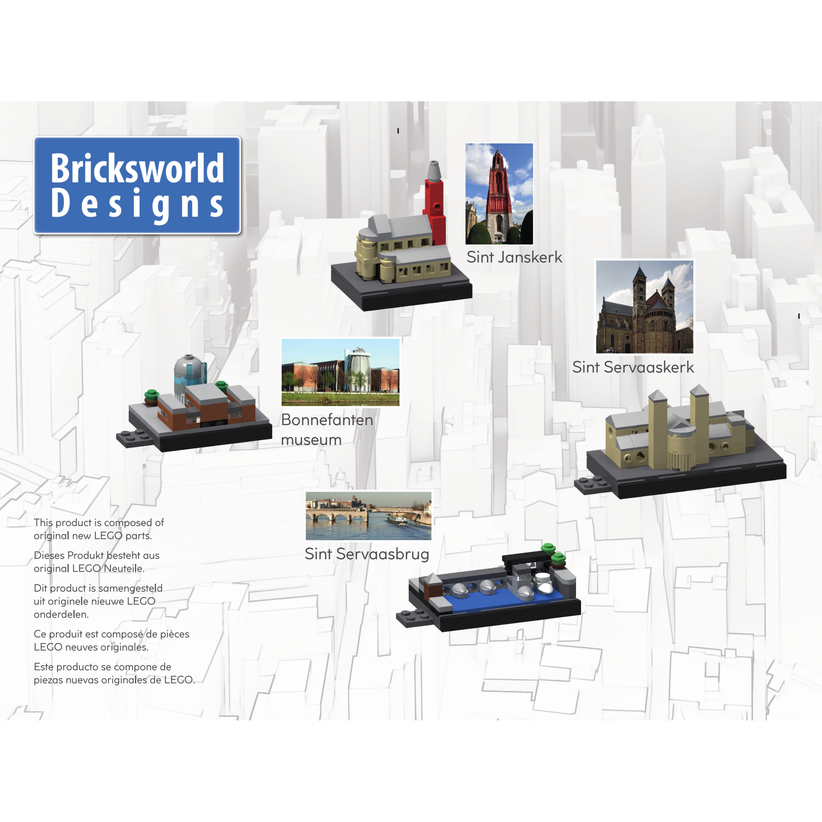 Bricksworld Architectuur Skyline Maastricht (NL) Modules St. Janskerk, St.Servaaskerk, St.Servaasbrug & Bonnefanten Museum