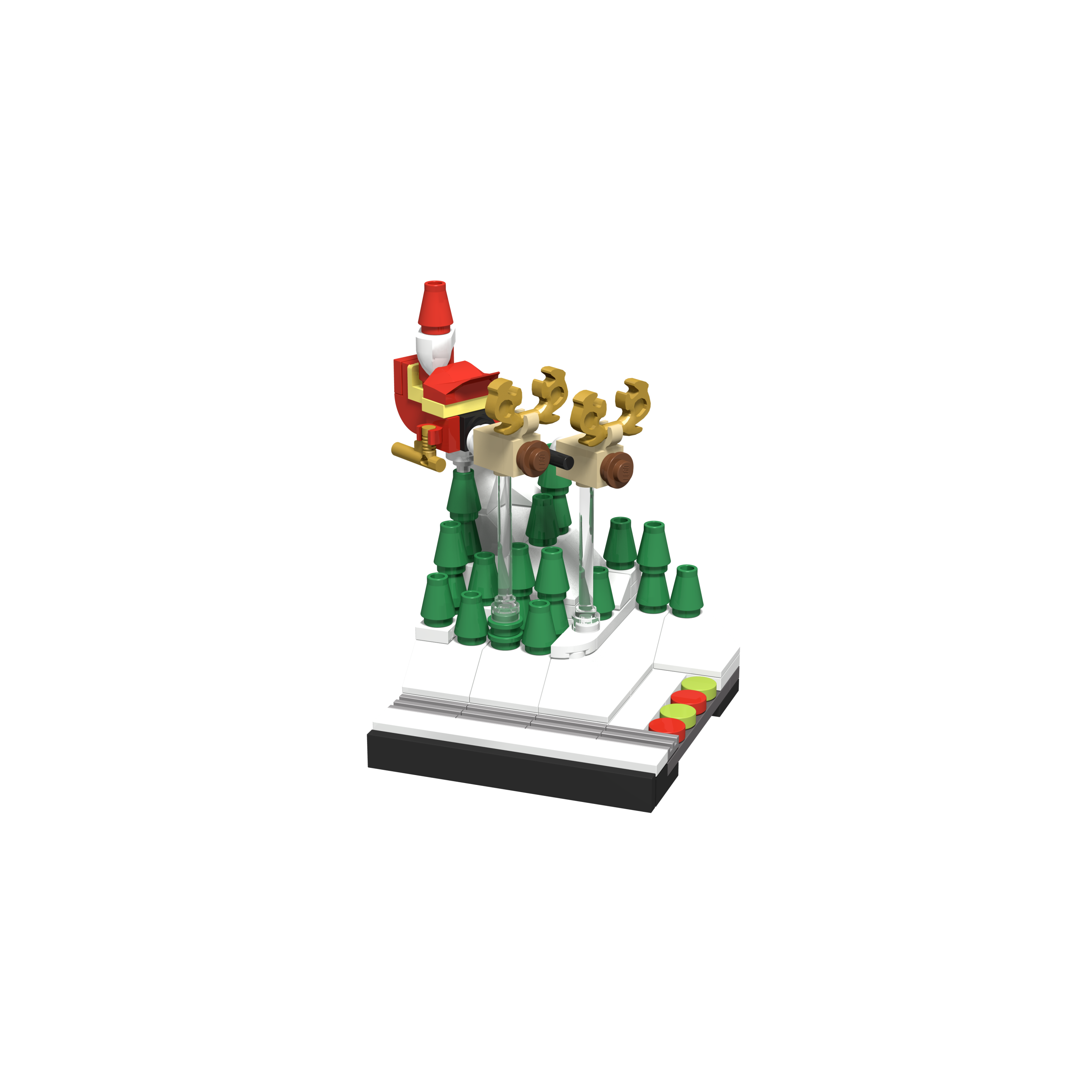 Bricksworld Bouwset Noordpool met Kerst, Rendieren, Gingerbread huisje, trein, sneeuwman & kerstboom