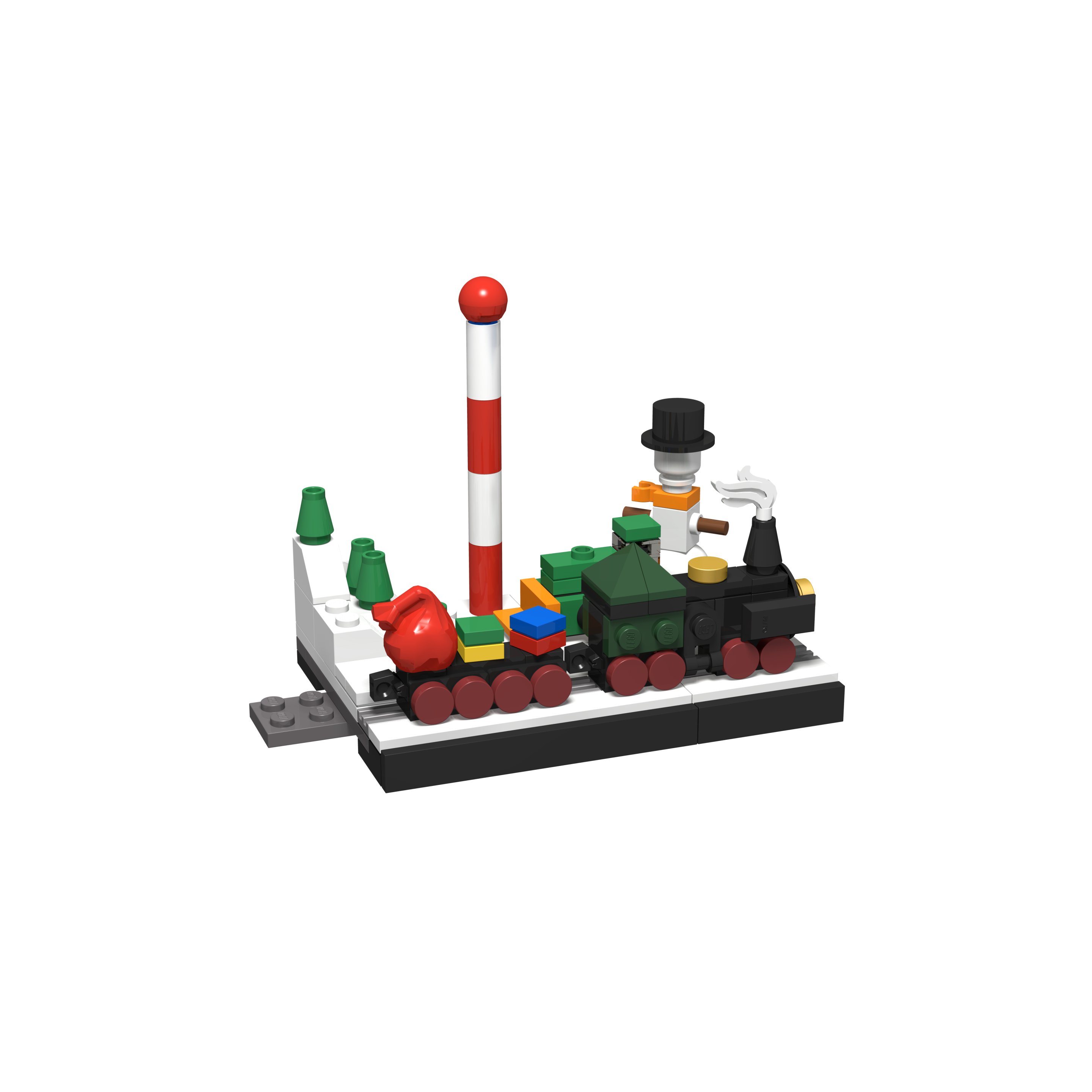 Bricksworld Bouwset Noordpool met Kerst, Rendieren, Gingerbread huisje, trein, sneeuwman & kerstboom